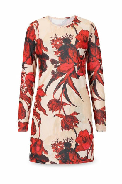 PRETTYLITTLETHING Womens Multicoloured Floral Polyester A-Line Size 10 Round Neck - Flowers