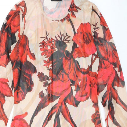 PRETTYLITTLETHING Womens Multicoloured Floral Polyester A-Line Size 10 Round Neck - Flowers