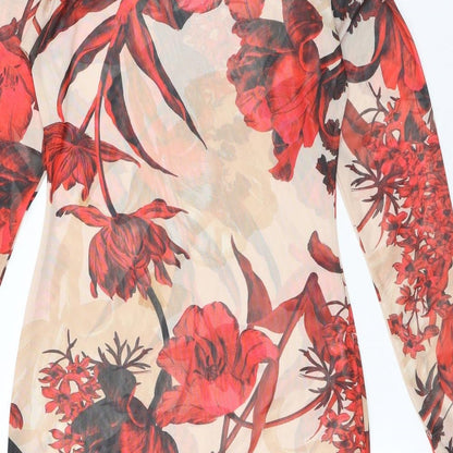 PRETTYLITTLETHING Womens Multicoloured Floral Polyester A-Line Size 10 Round Neck - Flowers