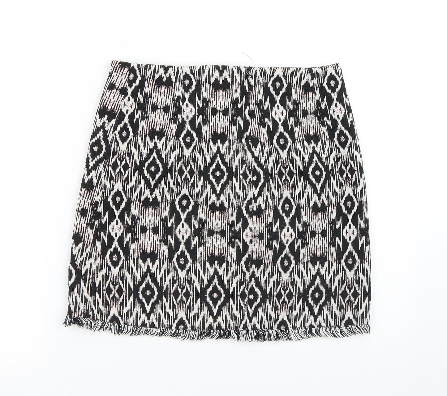 New Look Womens Multicoloured Geometric Polyester A-Line Skirt Size 8 Zip