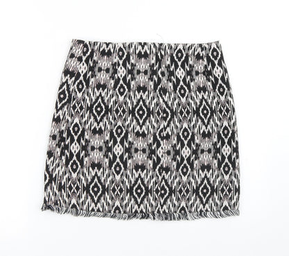 New Look Womens Multicoloured Geometric Polyester A-Line Skirt Size 8 Zip