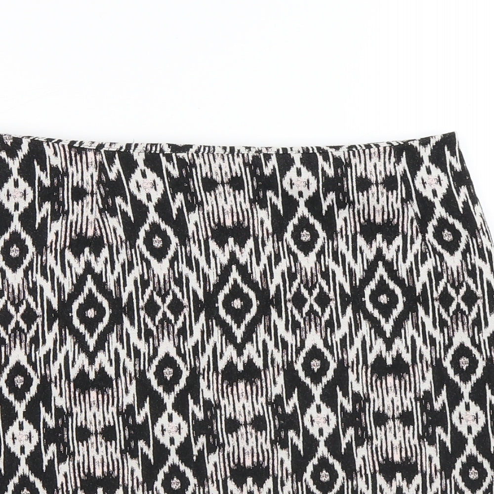 New Look Womens Multicoloured Geometric Polyester A-Line Skirt Size 8 Zip