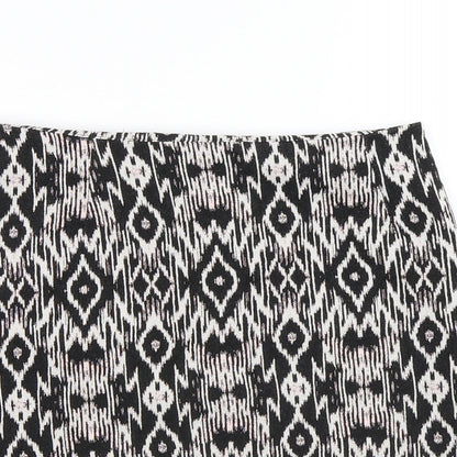 New Look Womens Multicoloured Geometric Polyester A-Line Skirt Size 8 Zip