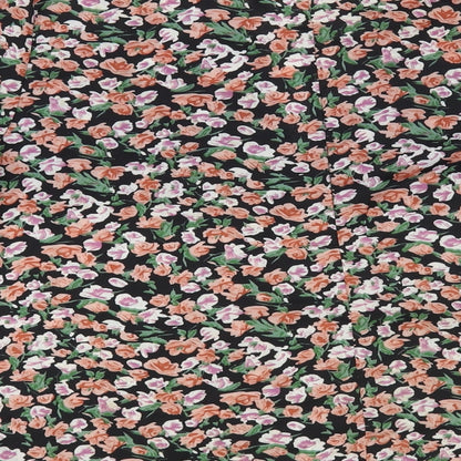 SheIn Womens Black Floral Polyester Basic Blouse Size L V-Neck