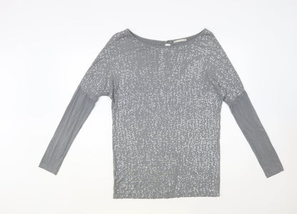 Suzy D Womens Grey Viscose Basic Blouse Size M Boat Neck