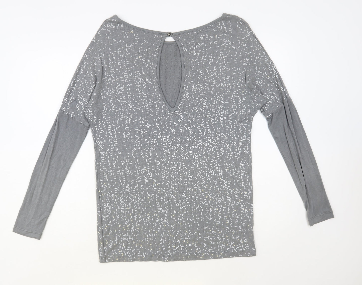 Suzy D Womens Grey Viscose Basic Blouse Size M Boat Neck