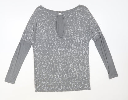 Suzy D Womens Grey Viscose Basic Blouse Size M Boat Neck
