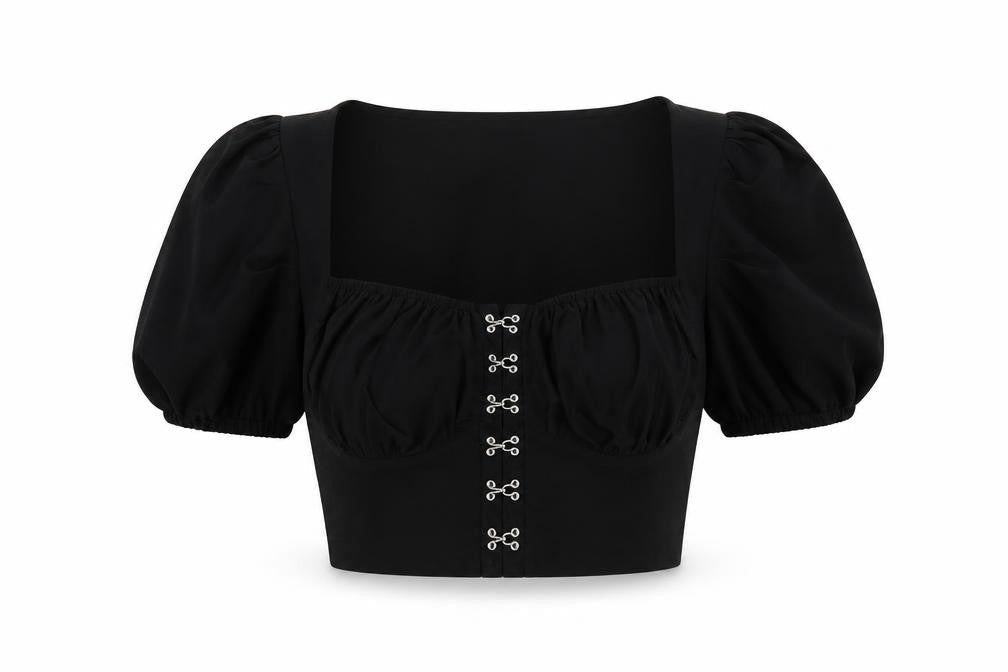 Womens UK Size L SheIn Black Cropped Blouse