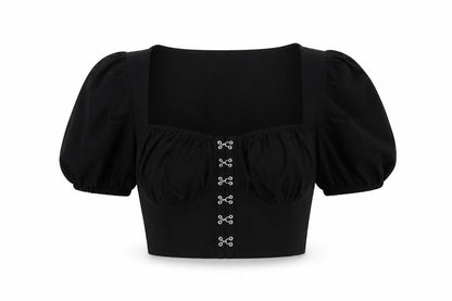 Womens UK Size L SheIn Black Cropped Blouse