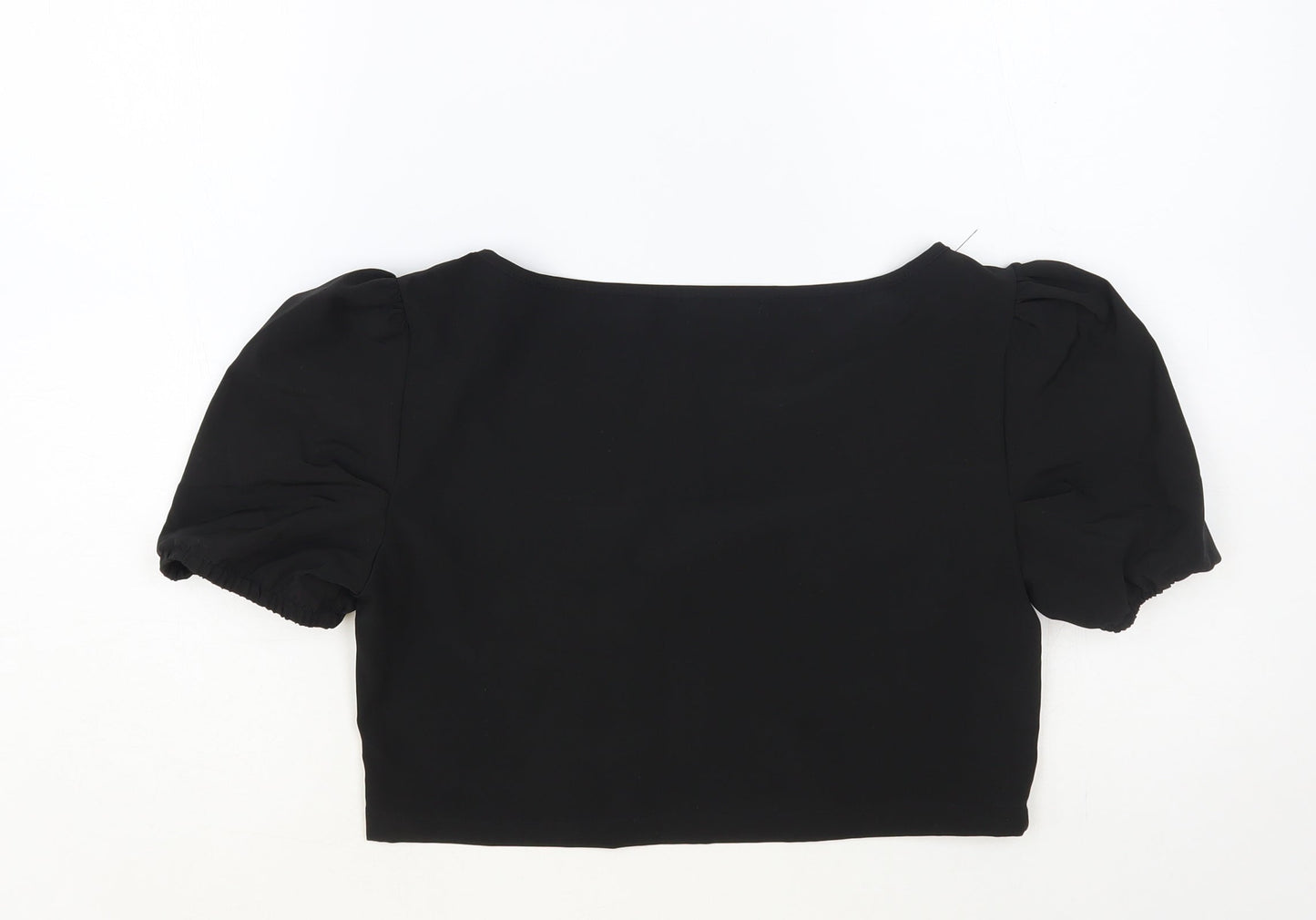 SheIn Womens Black Polyester Cropped Blouse Size L Square Neck