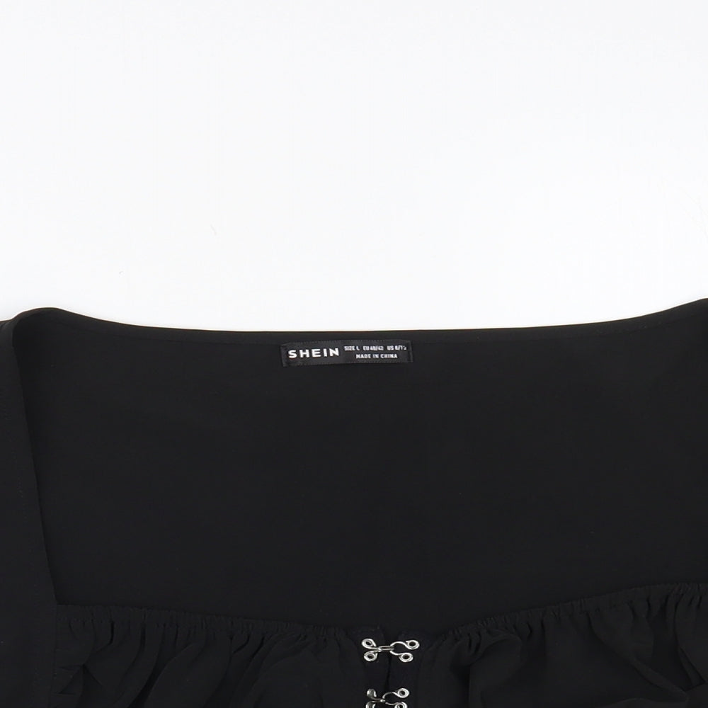 SheIn Womens Black Polyester Cropped Blouse Size L Square Neck
