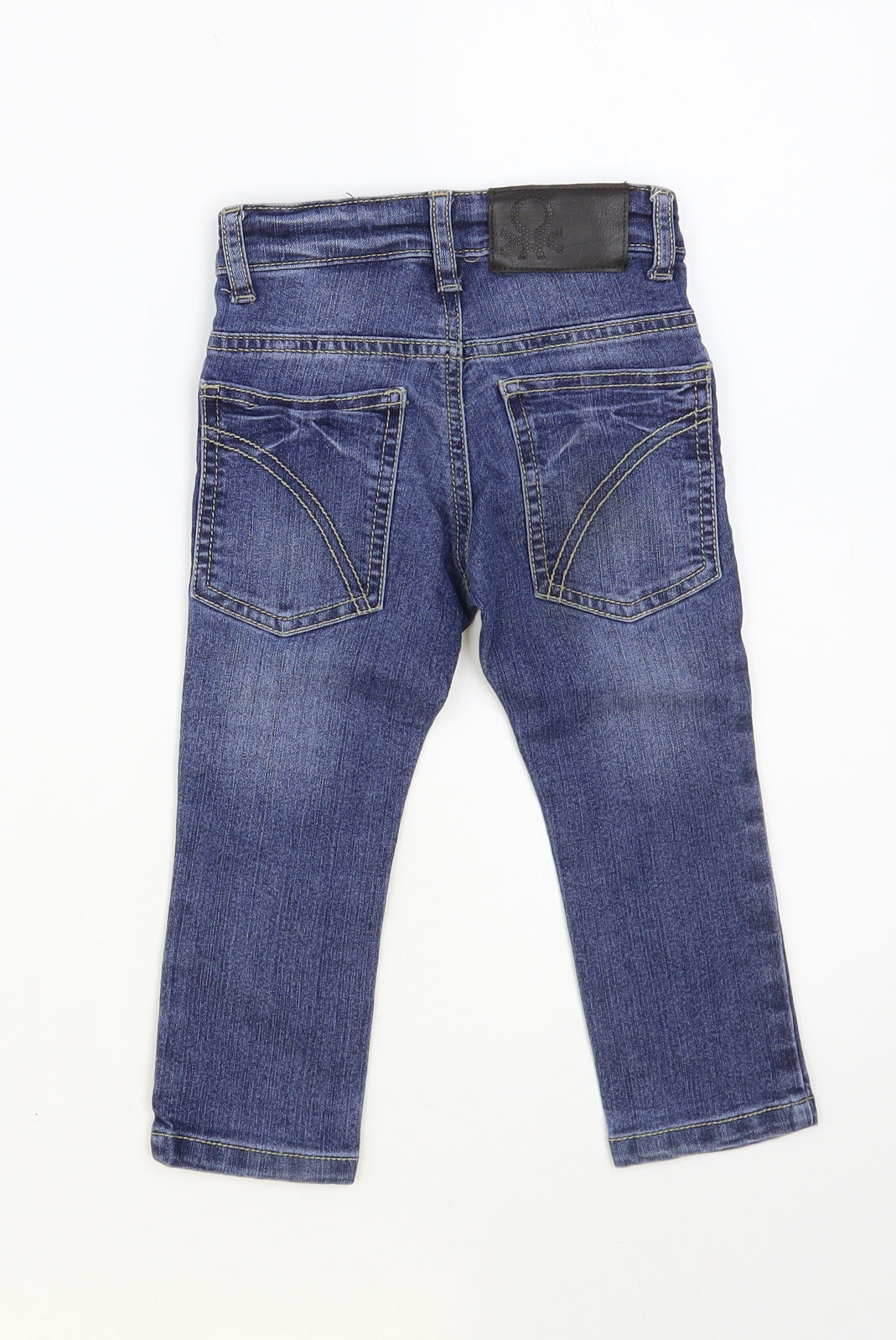 Benetton Boys Blue Cotton Straight Jeans Size 2 Years Regular Button