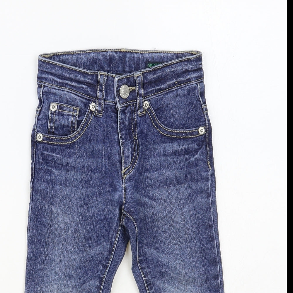 Benetton Boys Blue Cotton Straight Jeans Size 2 Years Regular Button