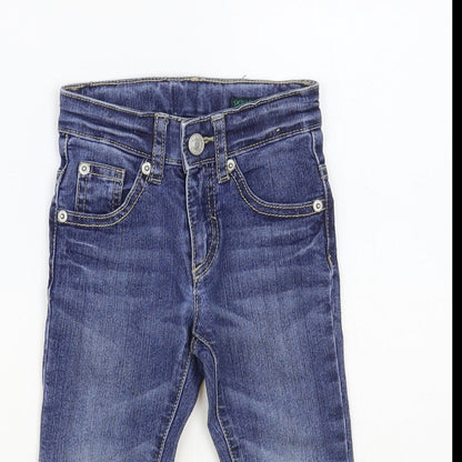 Benetton Boys Blue Cotton Straight Jeans Size 2 Years Regular Button