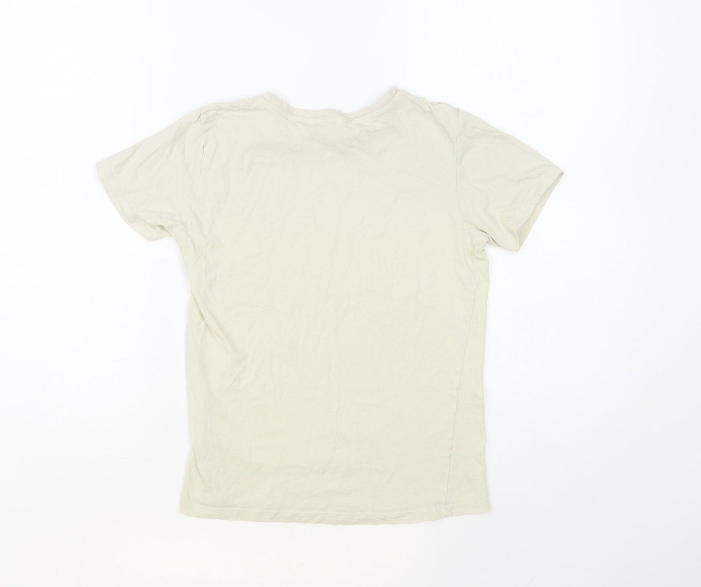 PEP&CO Boys Beige Cotton Pullover T-Shirt Size 10-11 Years Crew Neck Pullover - Fearless