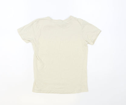 PEP&CO Boys Beige Cotton Pullover T-Shirt Size 10-11 Years Crew Neck Pullover - Fearless