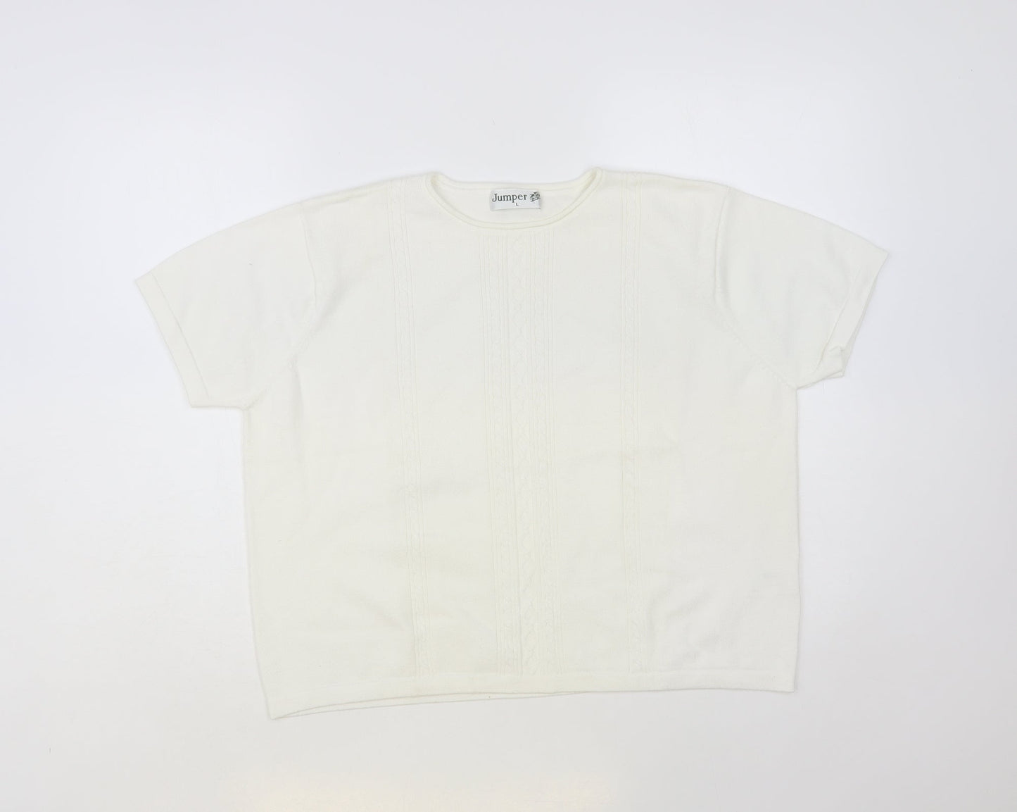 Womens UK Size L Jumper White Pullover Jumper
