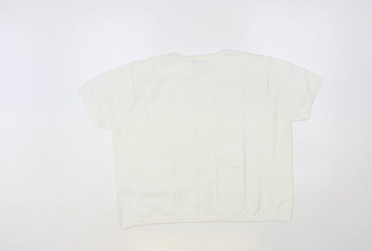 Womens UK Size L Jumper White Pullover Jumper
