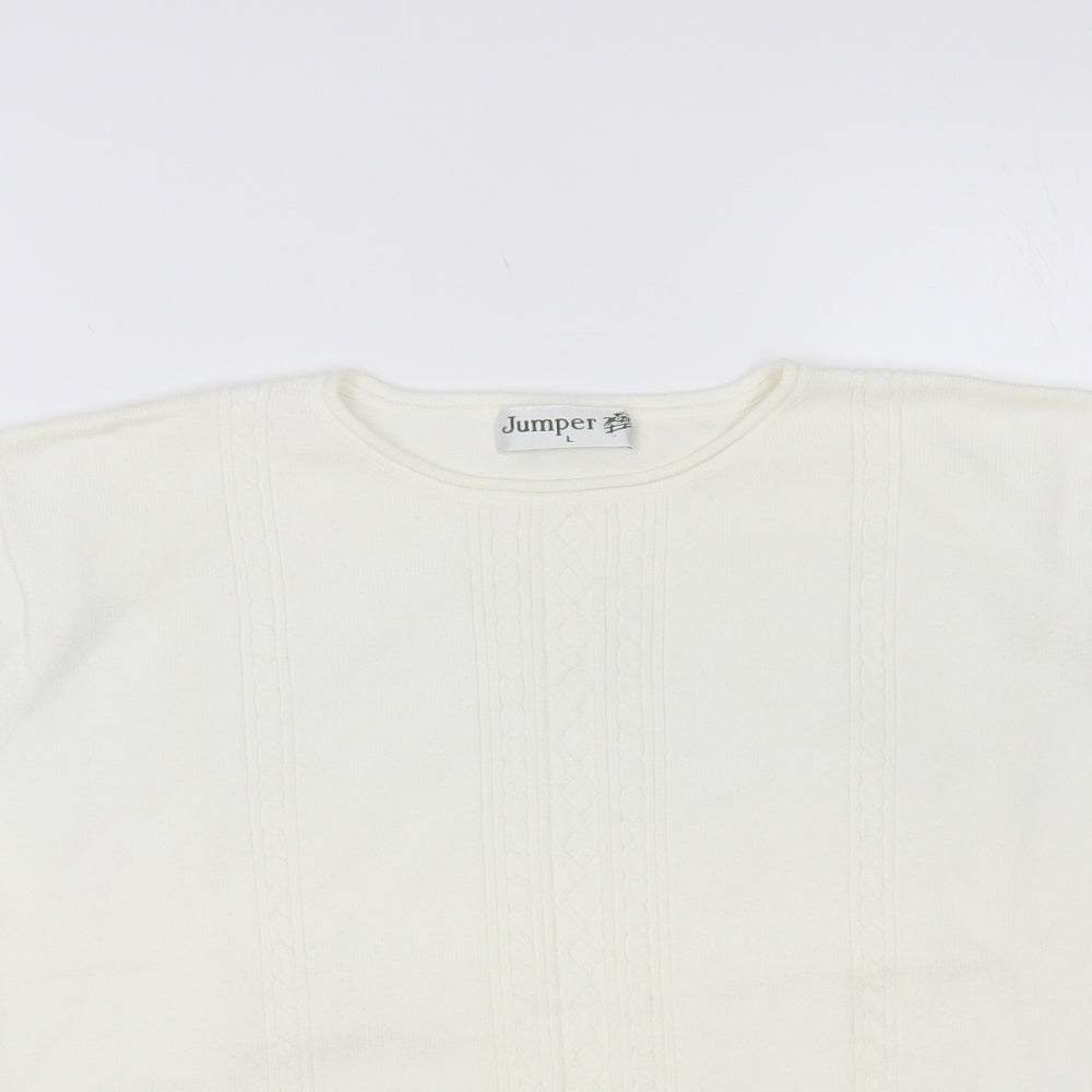 Womens UK Size L Jumper White Pullover Jumper