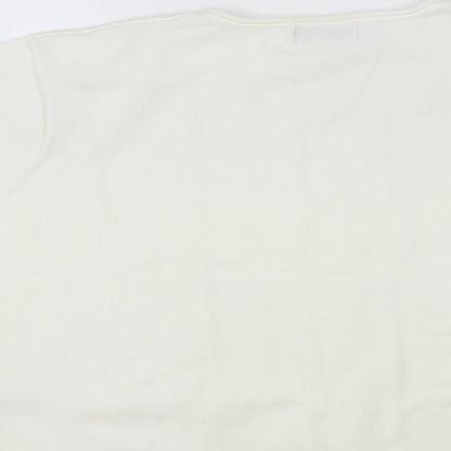 Womens UK Size L Jumper White Pullover Jumper
