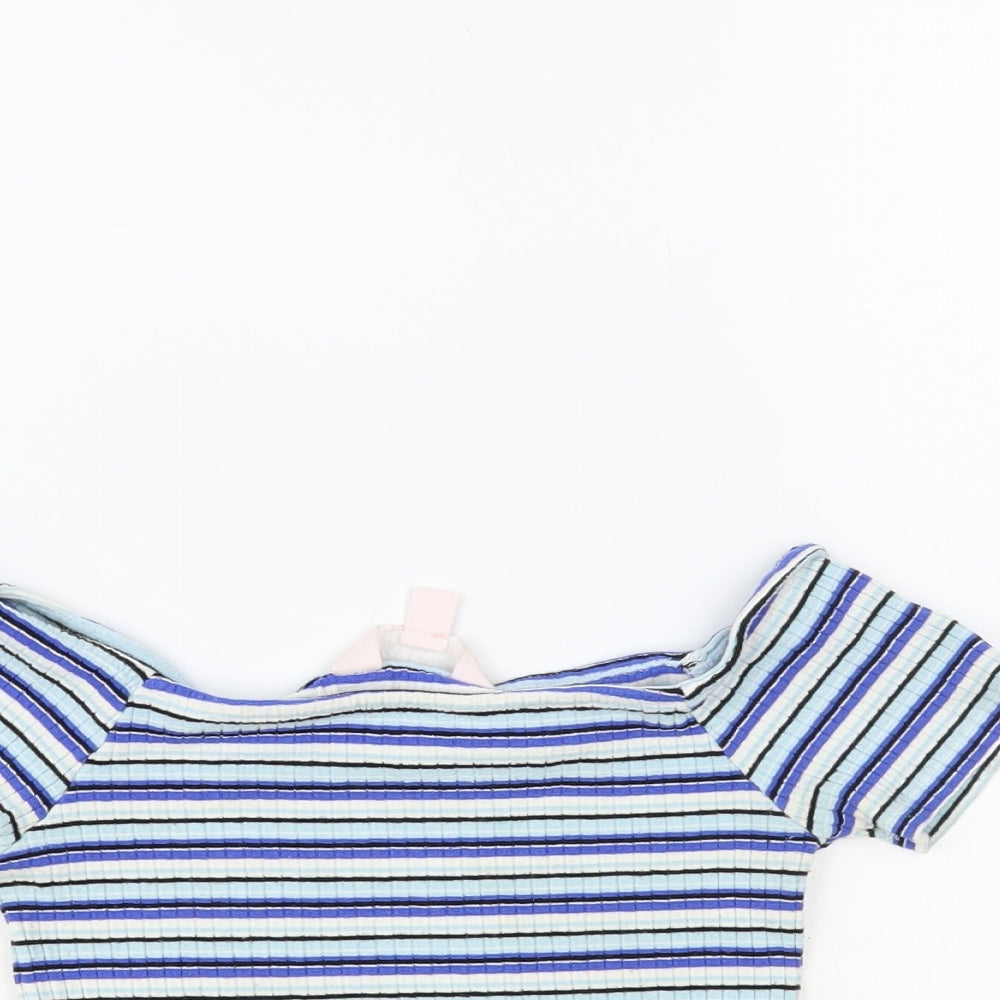 Womens UK Size 6 Miss Selfridge Blue Cropped T-Shirt