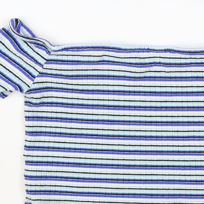 Womens UK Size 6 Miss Selfridge Blue Cropped T-Shirt