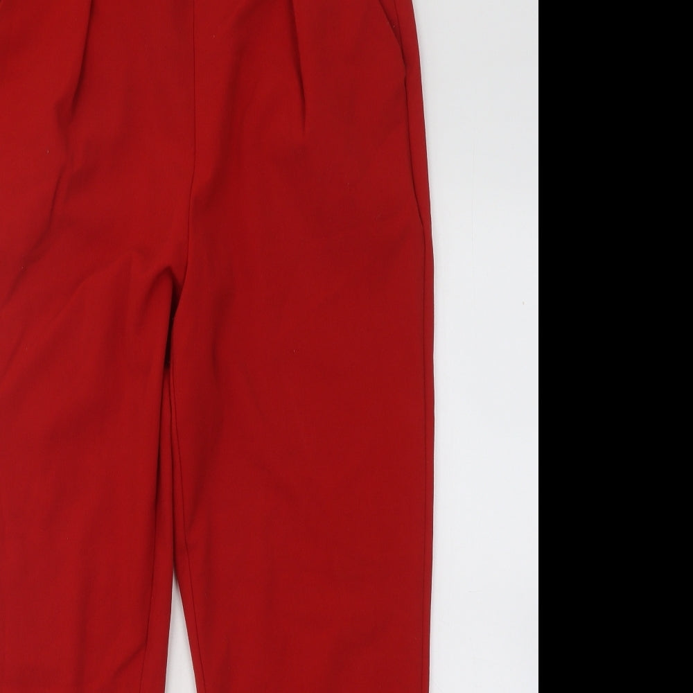 Womens UK Size S Stradivarius Regular Fit Carrot Red Trousers