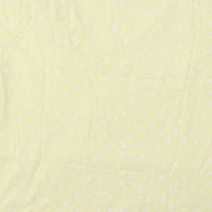 Per Una Womens Yellow Floral Cotton Basic T-Shirt Size XL V-Neck