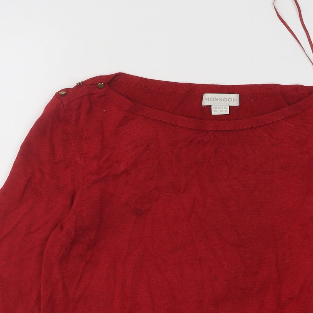 Womens UK Size 10 Monsoon Red Pullover Jumper