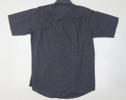 Mens UK Size 16 TownCraft Blue  Button-Up Short Sleeve Casual Shirt