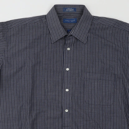 Mens UK Size 16 TownCraft Blue  Button-Up Short Sleeve Casual Shirt