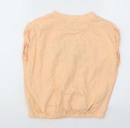 NEXT Girls Orange Cotton Basic T-Shirt Size 6 Years Round Neck Pullover - Awesome