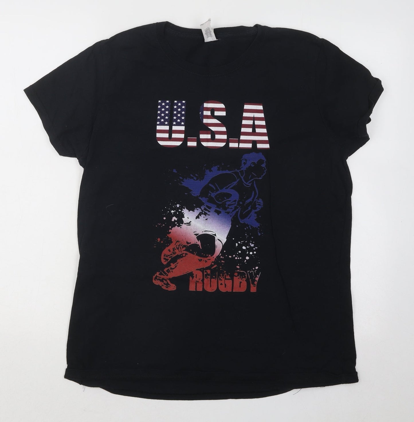 Mens UK Size L Gildan Black  T-Shirt
