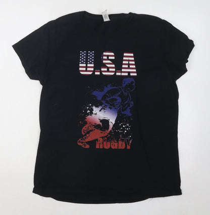 Mens UK Size L Gildan Black  T-Shirt
