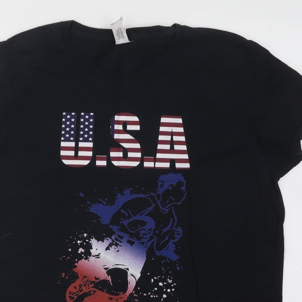 Mens UK Size L Gildan Black  T-Shirt