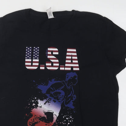 Mens UK Size L Gildan Black  T-Shirt