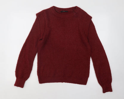 George Womens Red Round Neck Acrylic Pullover Jumper Size S