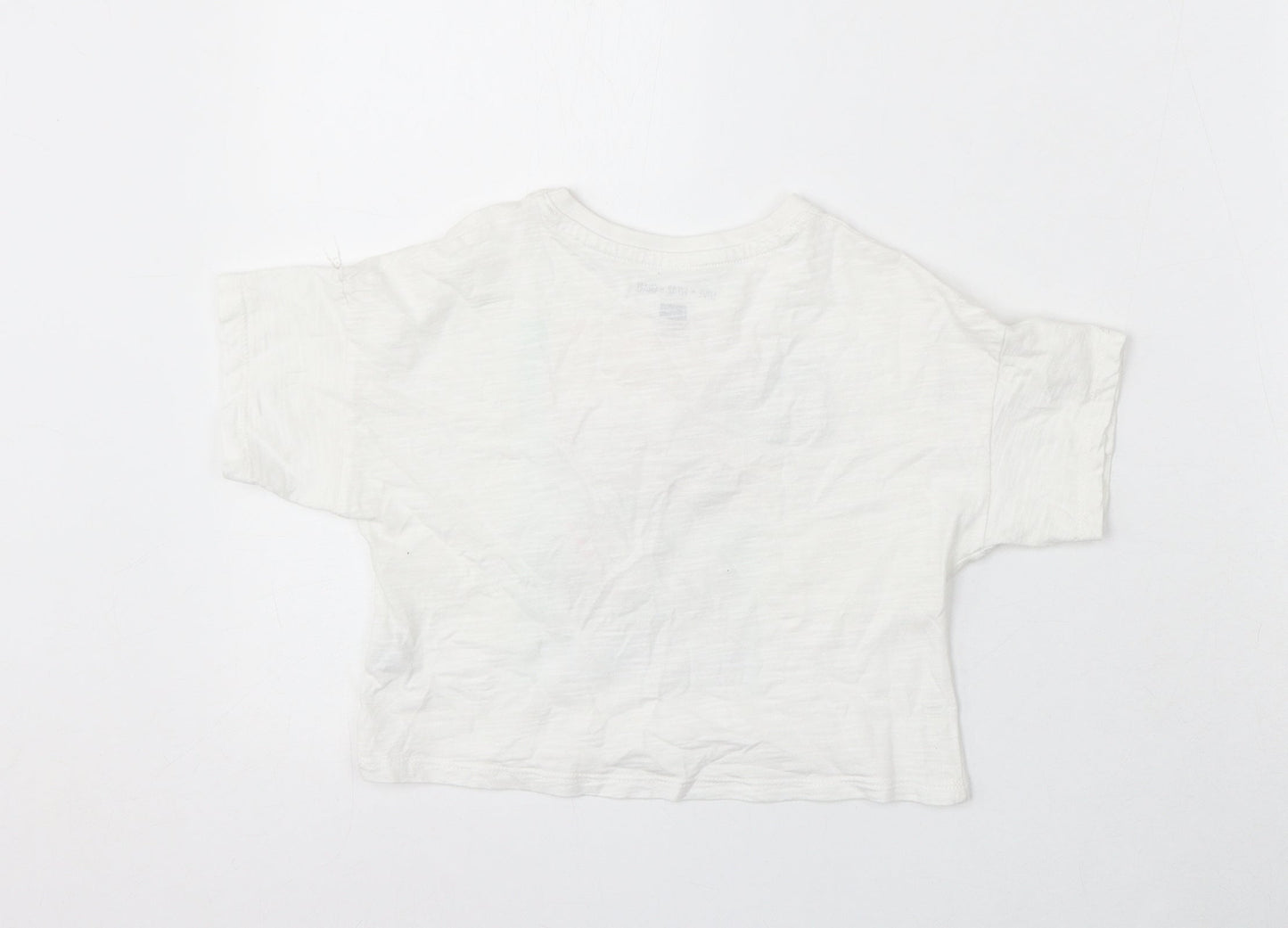 F&F Girls White Cotton Basic T-Shirt Size 5-6 Years Round Neck - Ready For The Summer