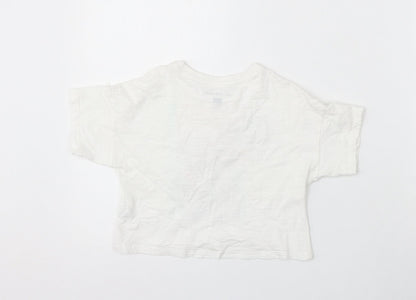 F&F Girls White Cotton Basic T-Shirt Size 5-6 Years Round Neck - Ready For The Summer