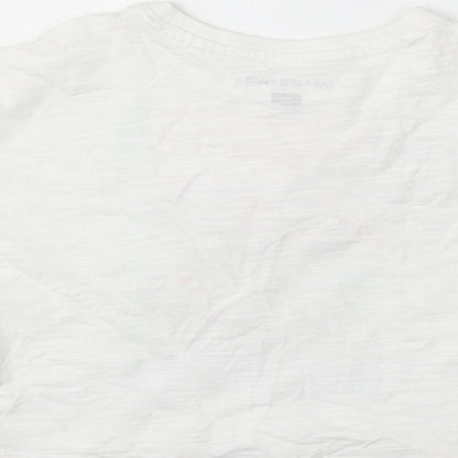 F&F Girls White Cotton Basic T-Shirt Size 5-6 Years Round Neck - Ready For The Summer