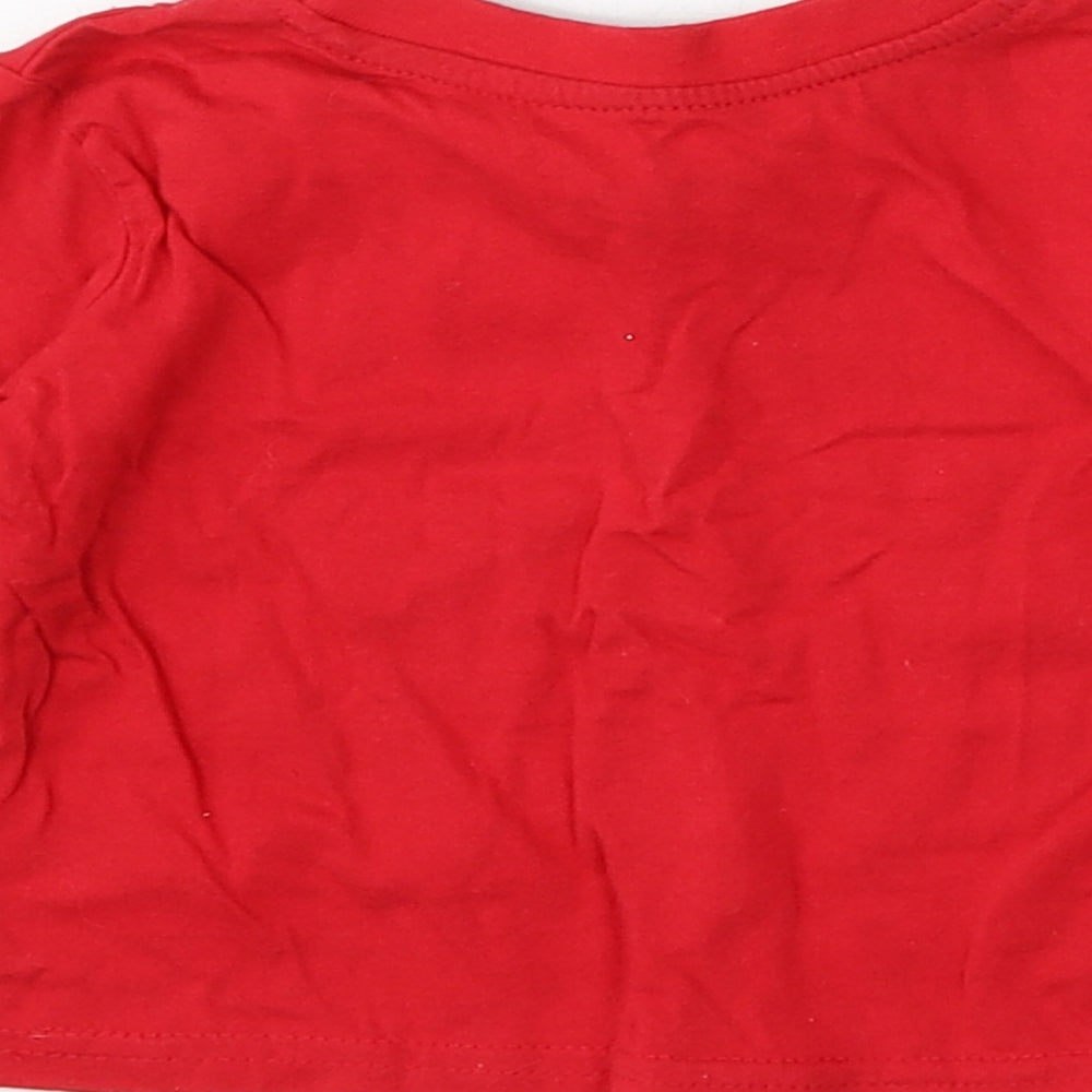 Mini Rebel Boys Red Cotton Basic T-Shirt Size 12-18 Months Round Neck - Dear Santa I've been a little Star