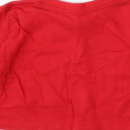 Mini Rebel Boys Red Cotton Basic T-Shirt Size 12-18 Months Round Neck - Dear Santa I've been a little Star