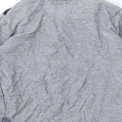F&F Boys Blue Striped Cotton Basic T-Shirt Size 12-18 Months V-Neck Button