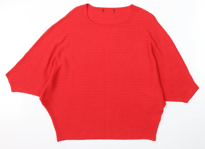 F&F Womens Red Round Neck Acrylic Pullover Jumper Size 10