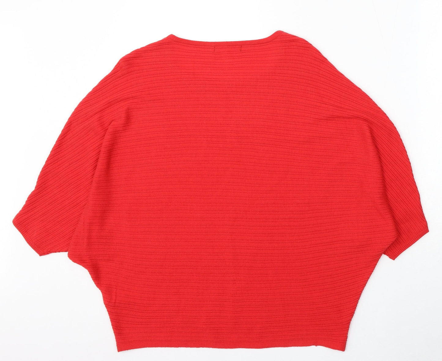 F&F Womens Red Round Neck Acrylic Pullover Jumper Size 10