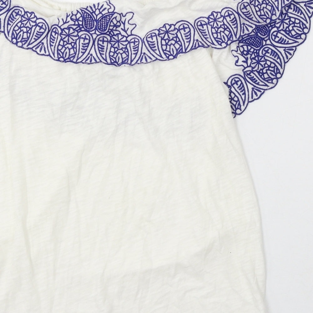 Womens UK Size S Oasis Ivory Basic Blouse