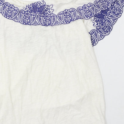 Womens UK Size S Oasis Ivory Basic Blouse