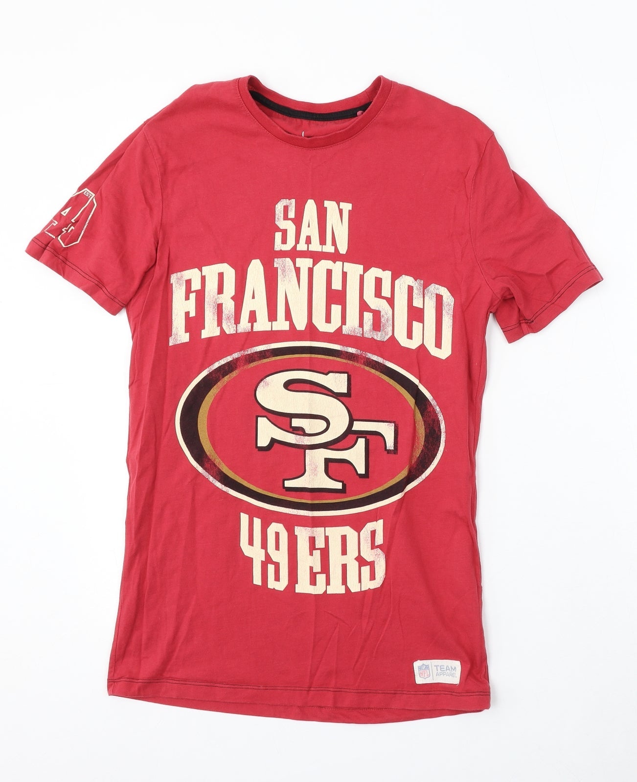TU Mens Red Cotton T-Shirt Size S Round Neck - San Francisco 49ers