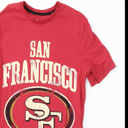 TU Mens Red Cotton T-Shirt Size S Round Neck - San Francisco 49ers