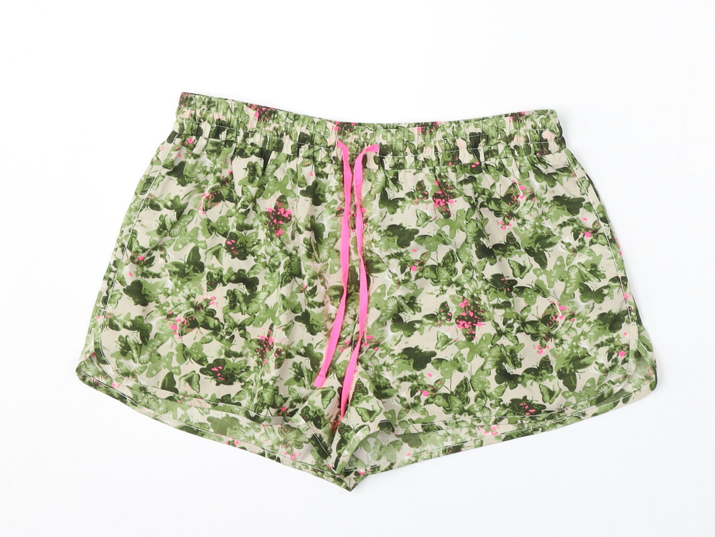 Atmosphere Womens Green Floral Polyester Bermuda Shorts Size 10 L4 in Regular Drawstring